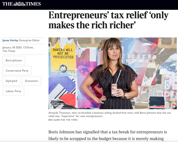 Amanda Thomson Pushes PM on Protecting Entrepreneurs' Tax Relief